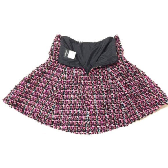 Chanel -Pink Tweed High-Low Hem Flare Mini Skirt. Sz. FR 40 - Picture 4 of 14